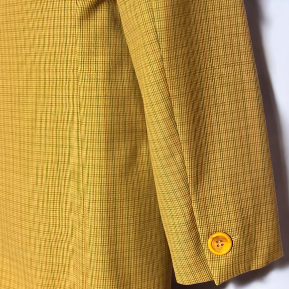 90s Gerani Italian Wool Skirt Suit Size M Saffron Yellow Retro Preppy Minimalist - Picture 11 of 13